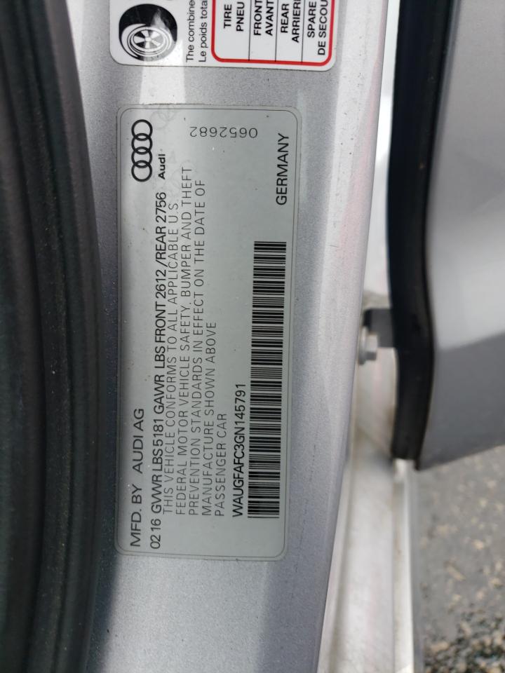 2016 Audi A6 Premium Plus VIN: WAUGFAFC3GN145791 Lot: 63395015