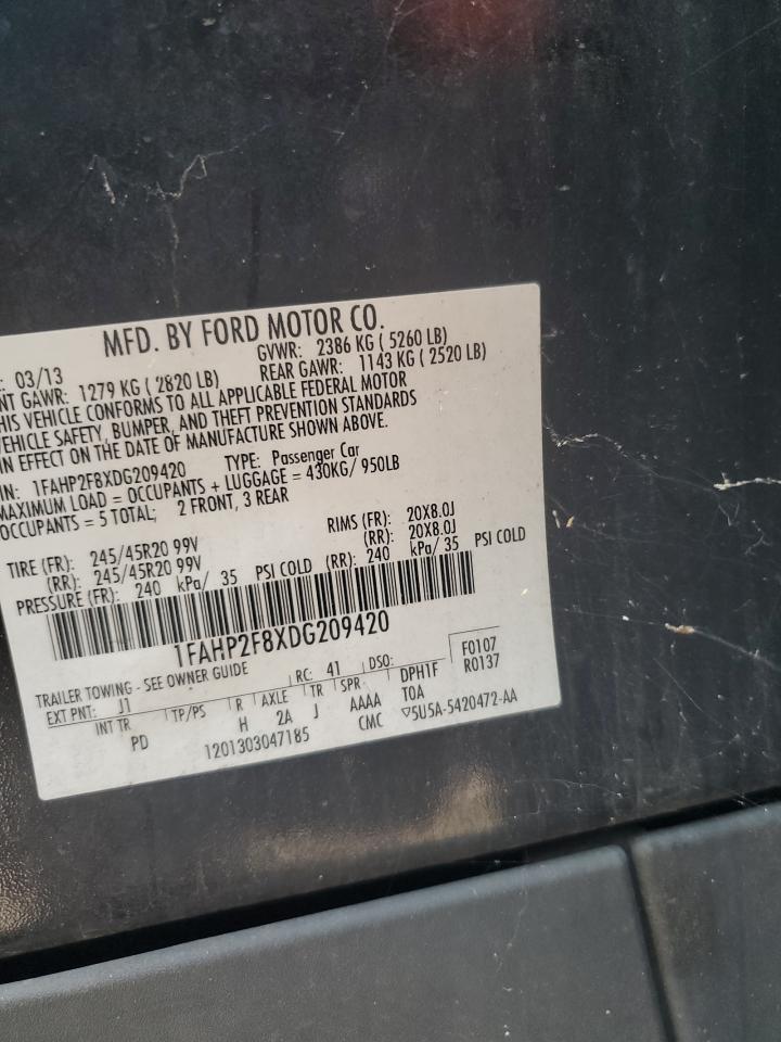 2013 Ford Taurus Limited VIN: 1FAHP2F8XDG209420 Lot: 66500095