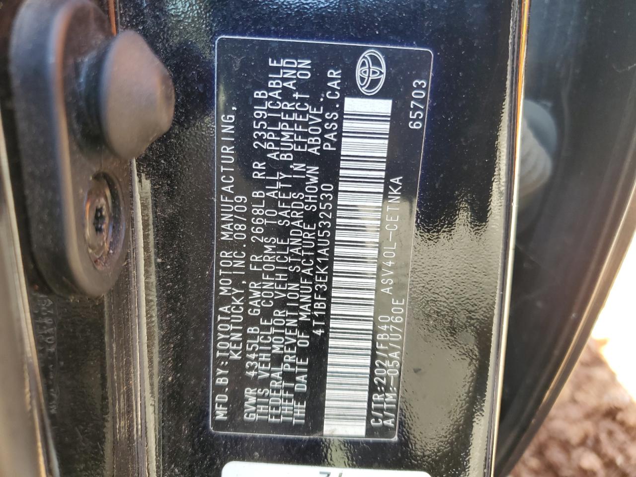 2010 Toyota Camry Base VIN: 4T1BF3EK1AU532530 Lot: 64946515