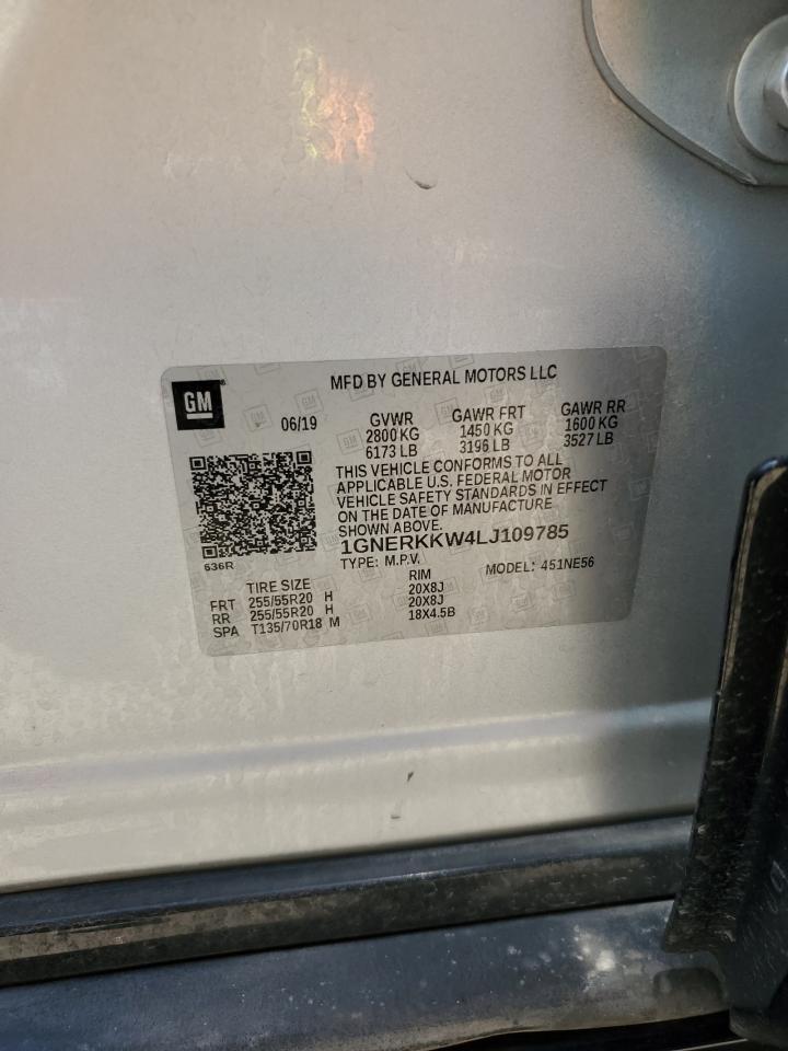 2020 Chevrolet Traverse Premier VIN: 1GNERKKW4LJ109785 Lot: 63116425