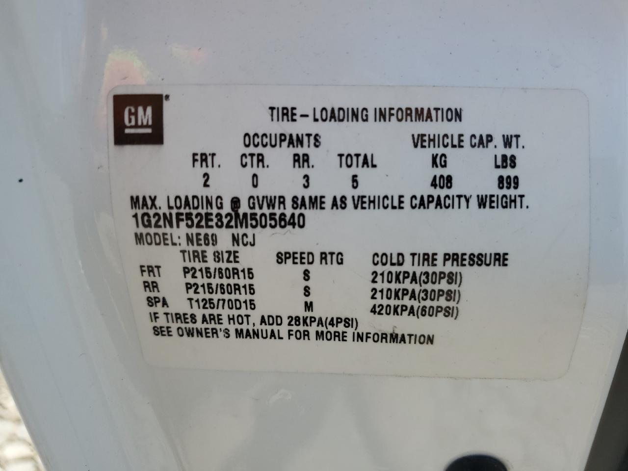 2002 Pontiac Grand Am Se1 VIN: 1G2NF52E32M505640 Lot: 65529515