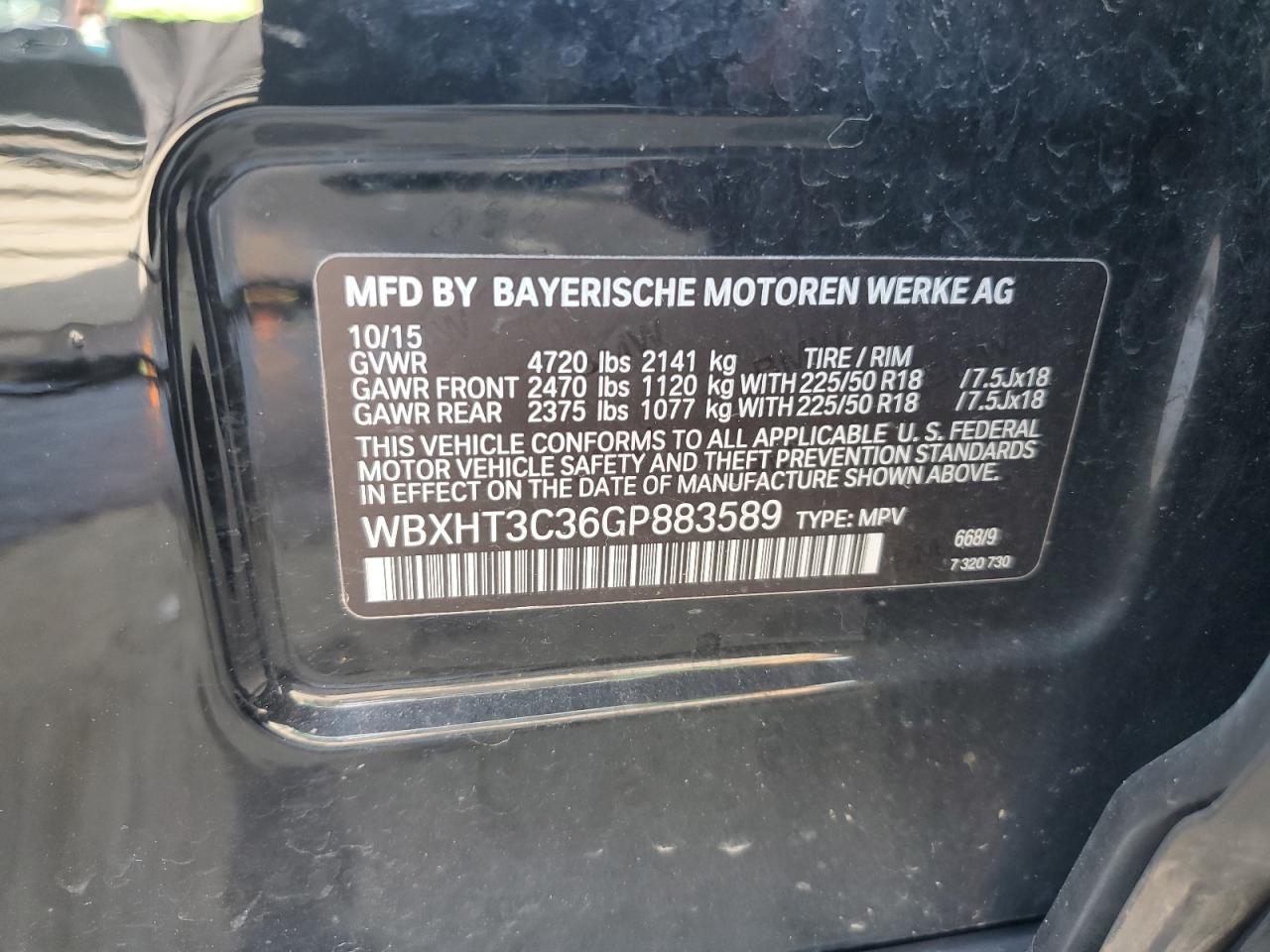 2016 BMW X1 xDrive28I VIN: WBXHT3C36GP883589 Lot: 63849155