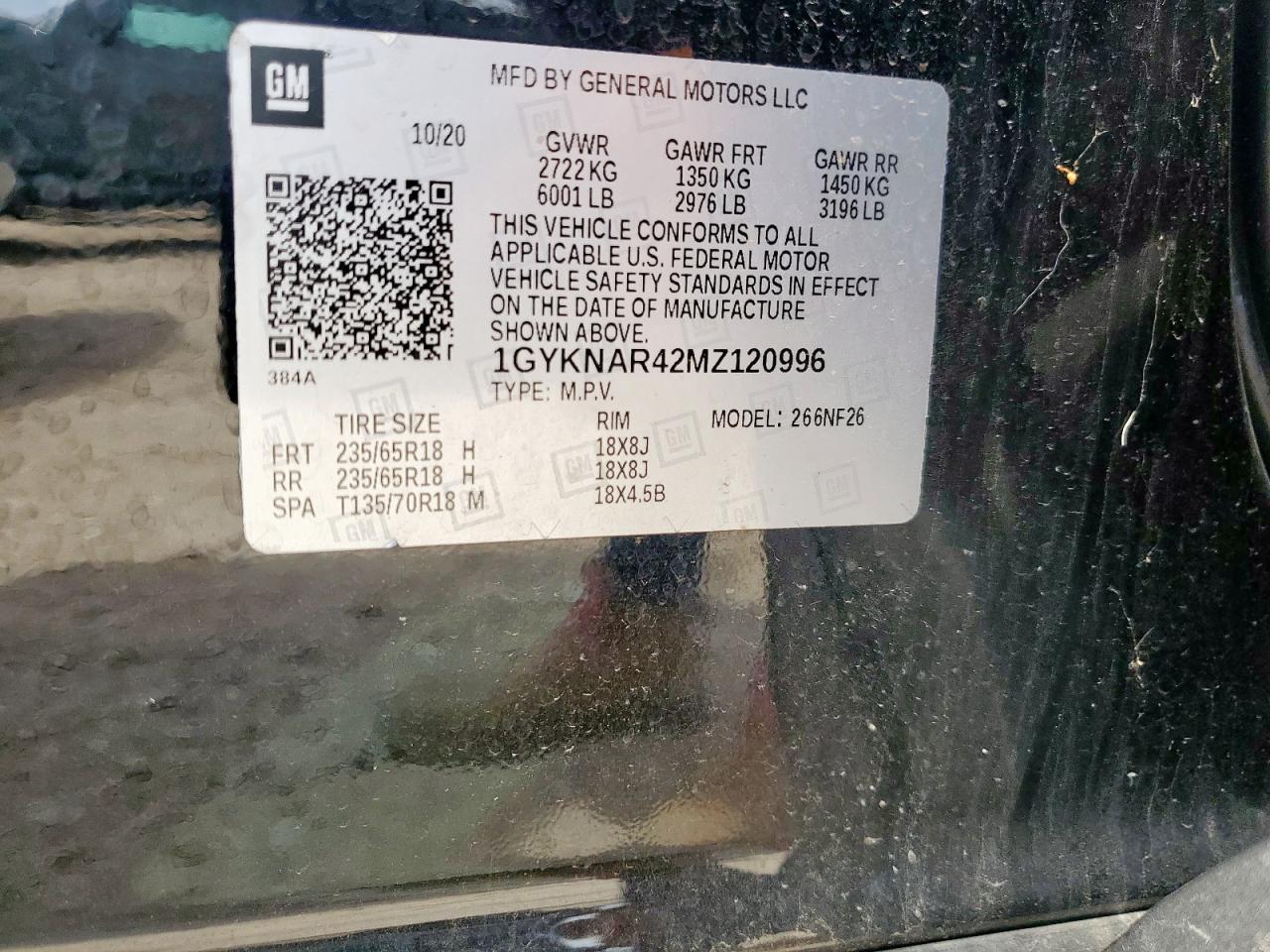 2021 Cadillac Xt5 Luxury VIN: 1GYKNAR42MZ120996 Lot: 63314655