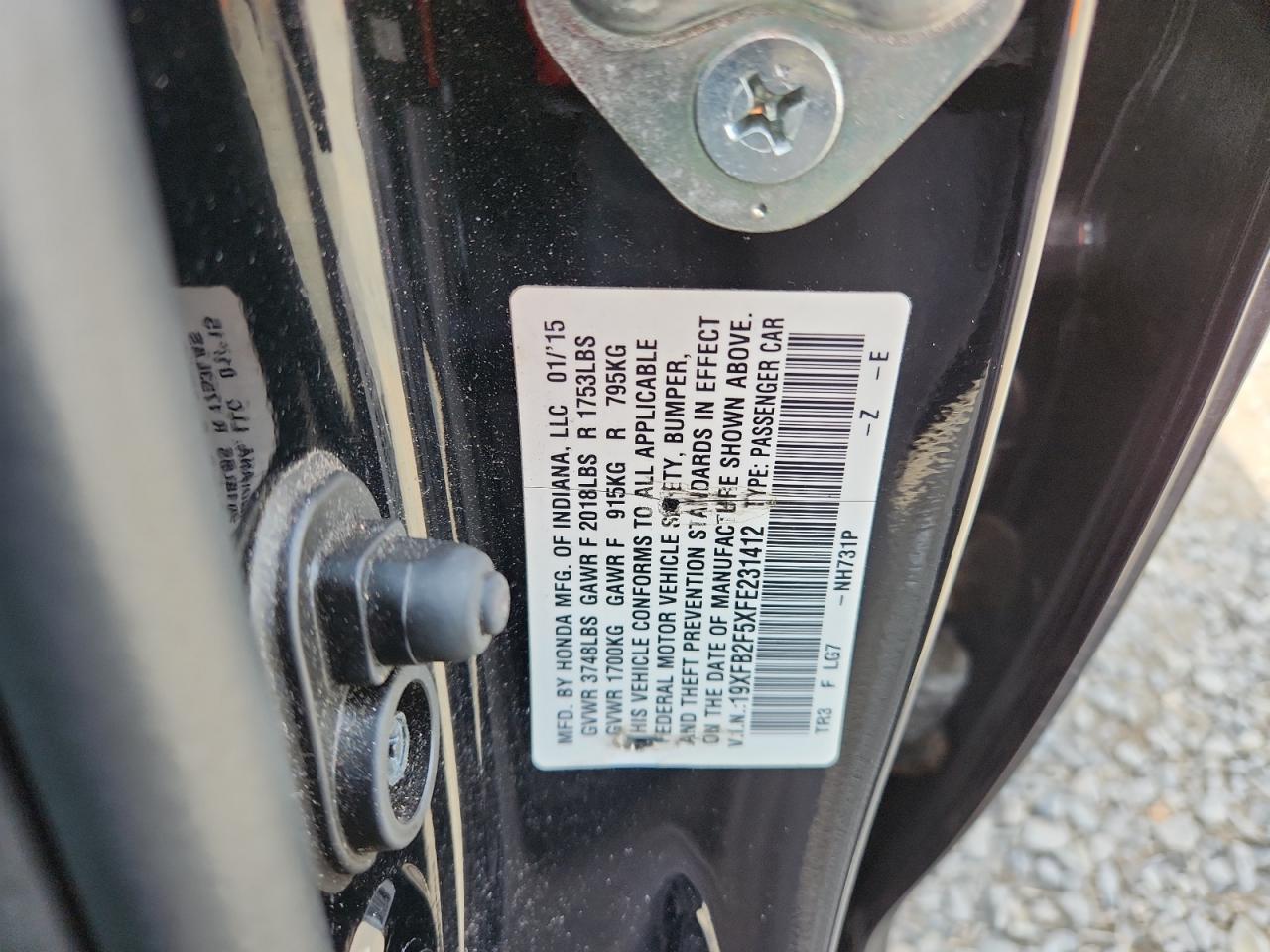 2015 Honda Civic Lx VIN: 19XFB2F5XFE231412 Lot: 65436425
