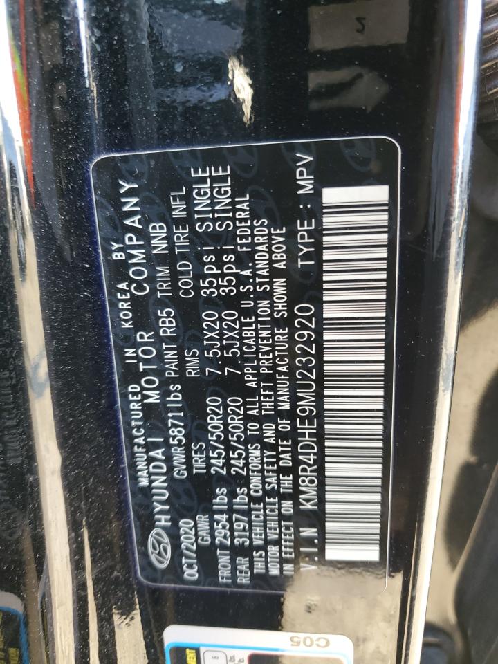 2021 Hyundai Palisade Sel VIN: KM8R4DHE9MU232920 Lot: 65946795
