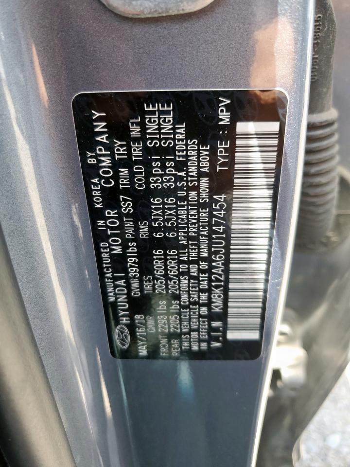 2018 Hyundai Kona Se VIN: KM8K12AA6JU147454 Lot: 64942095