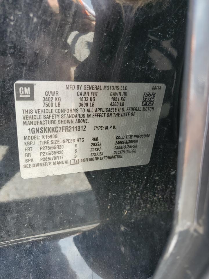 2015 Chevrolet Suburban K1500 Ltz VIN: 1GNSKKKC7FR211312 Lot: 64262455