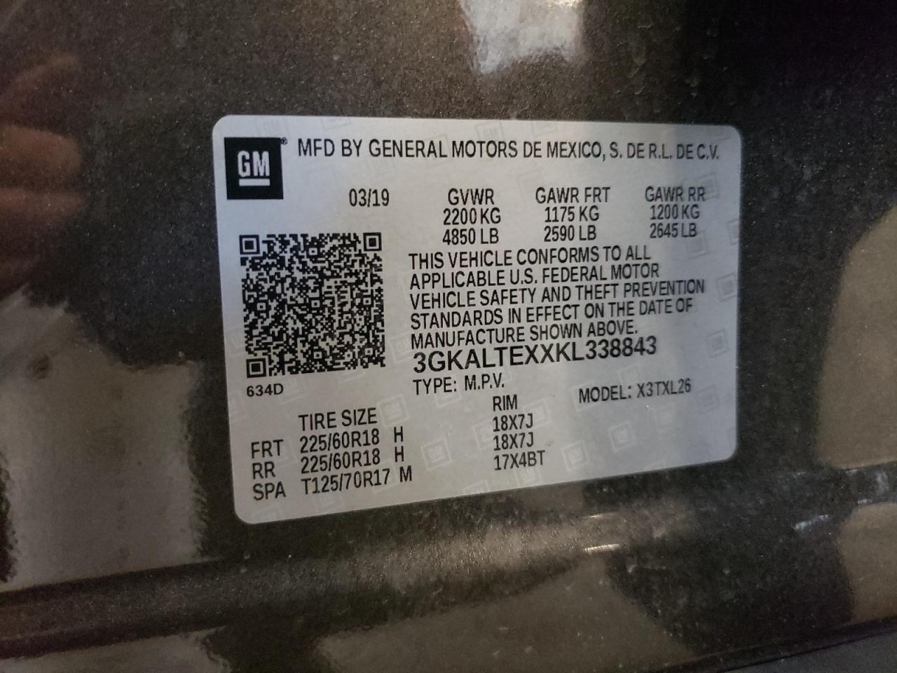 2019 GMC Terrain Sle VIN: 3GKALTEXXKL338843 Lot: 63442455
