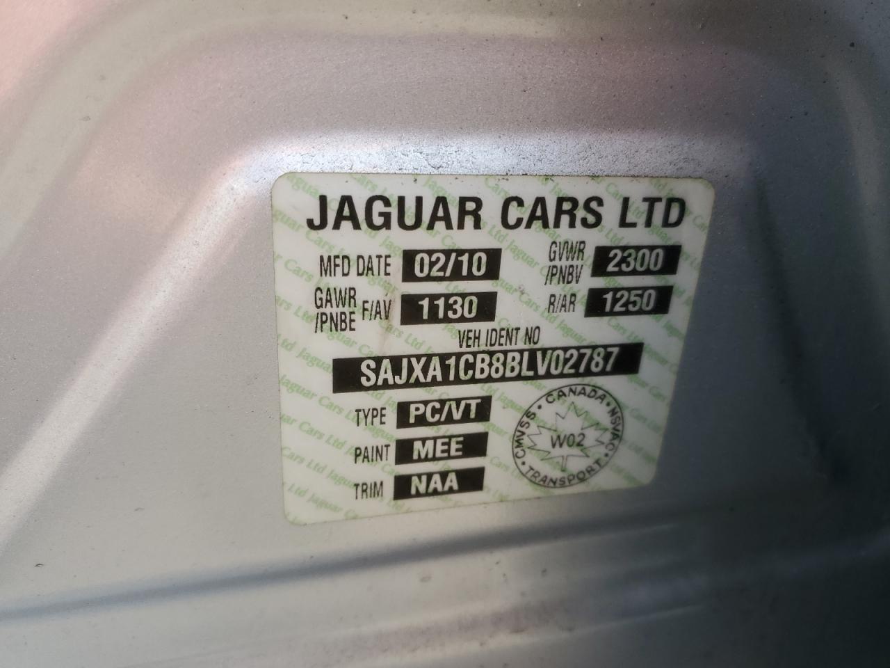 2011 Jaguar Xj VIN: SAJXA1CB8BLV02787 Lot: 63916515