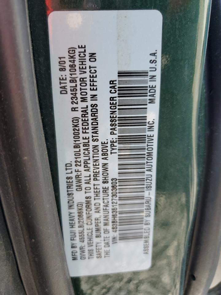 2002 Subaru Legacy L VIN: 4S3BH635127303603 Lot: 62015345