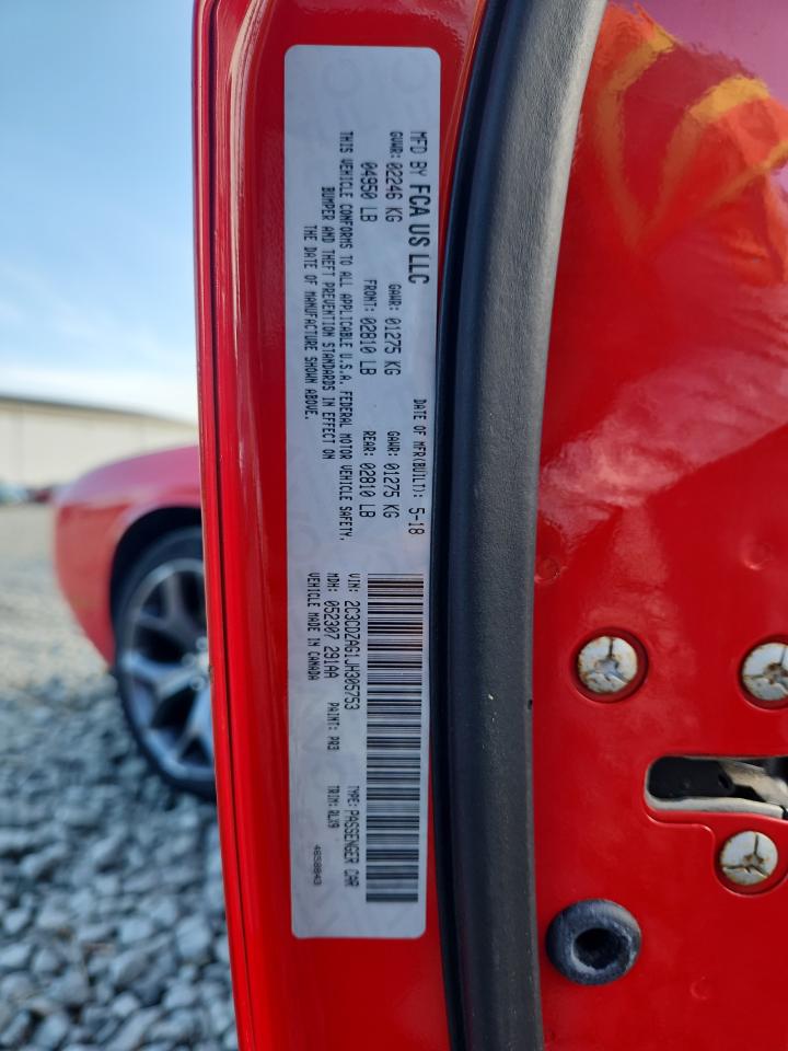 2018 Dodge Challenger Sxt VIN: 2C3CDZAG1JH305753 Lot: 65707635
