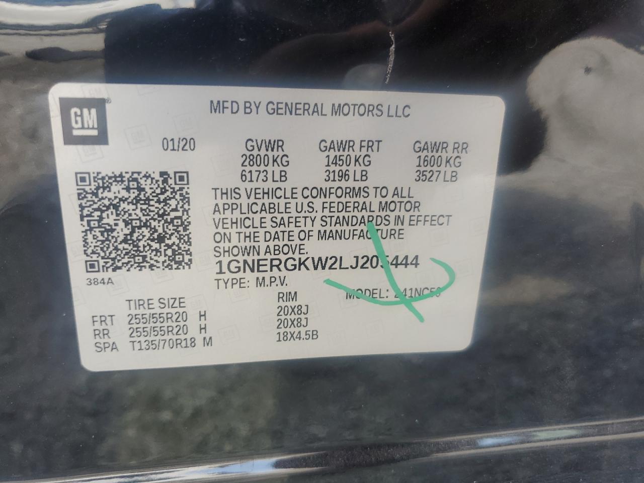 2020 Chevrolet Traverse Lt VIN: 1GNERGKW2LJ205444 Lot: 67024535