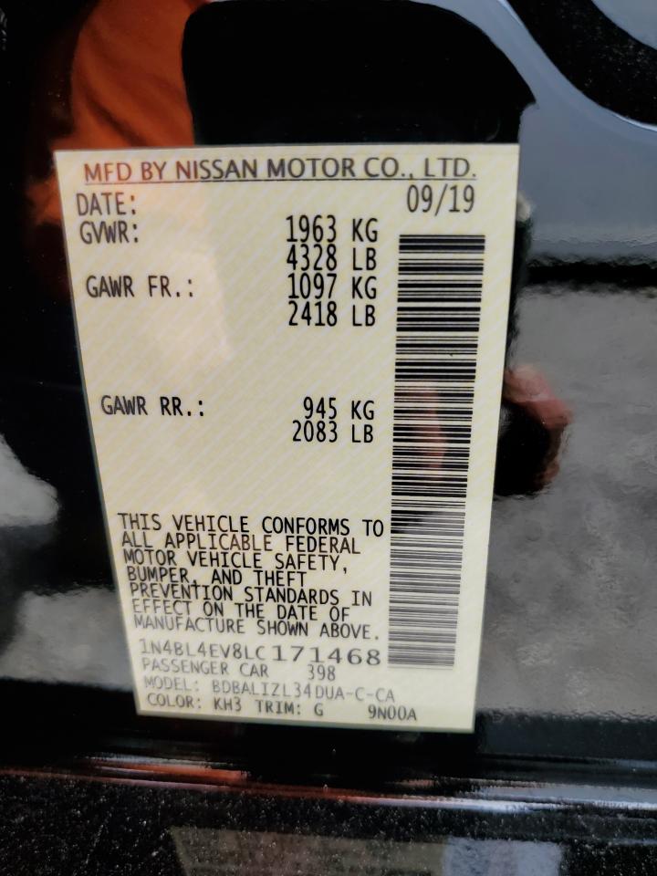 2020 Nissan Altima Sl VIN: 1N4BL4EV8LC171468 Lot: 63072555