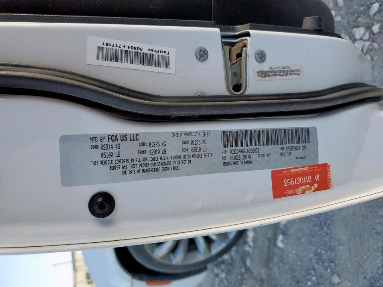 2018 Chrysler 300 Touring VIN: 2C3CCAAG8JH280032 Lot: 66166435