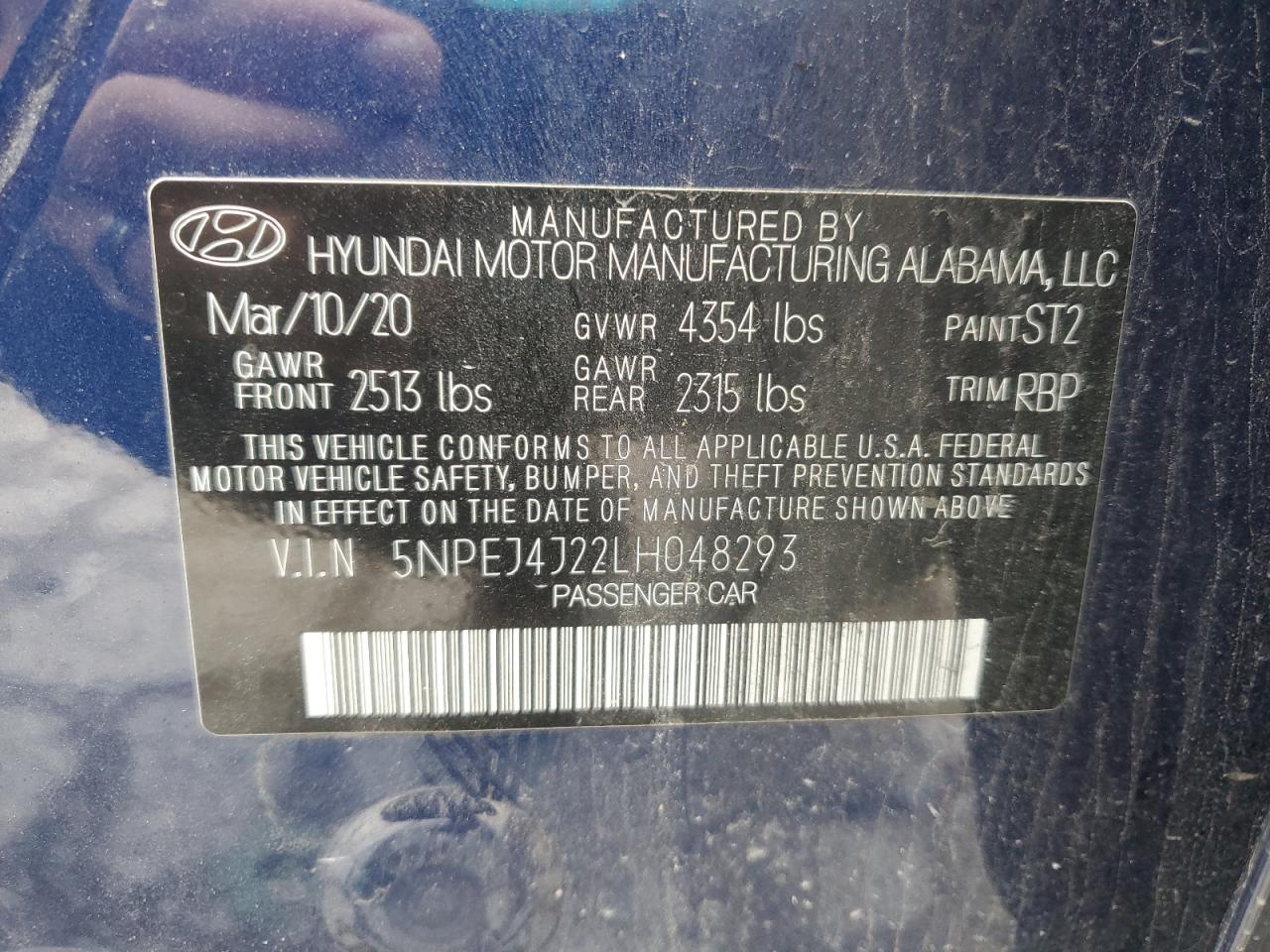 2020 Hyundai Sonata Sel Plus VIN: 5NPEJ4J22LH048293 Lot: 64790195