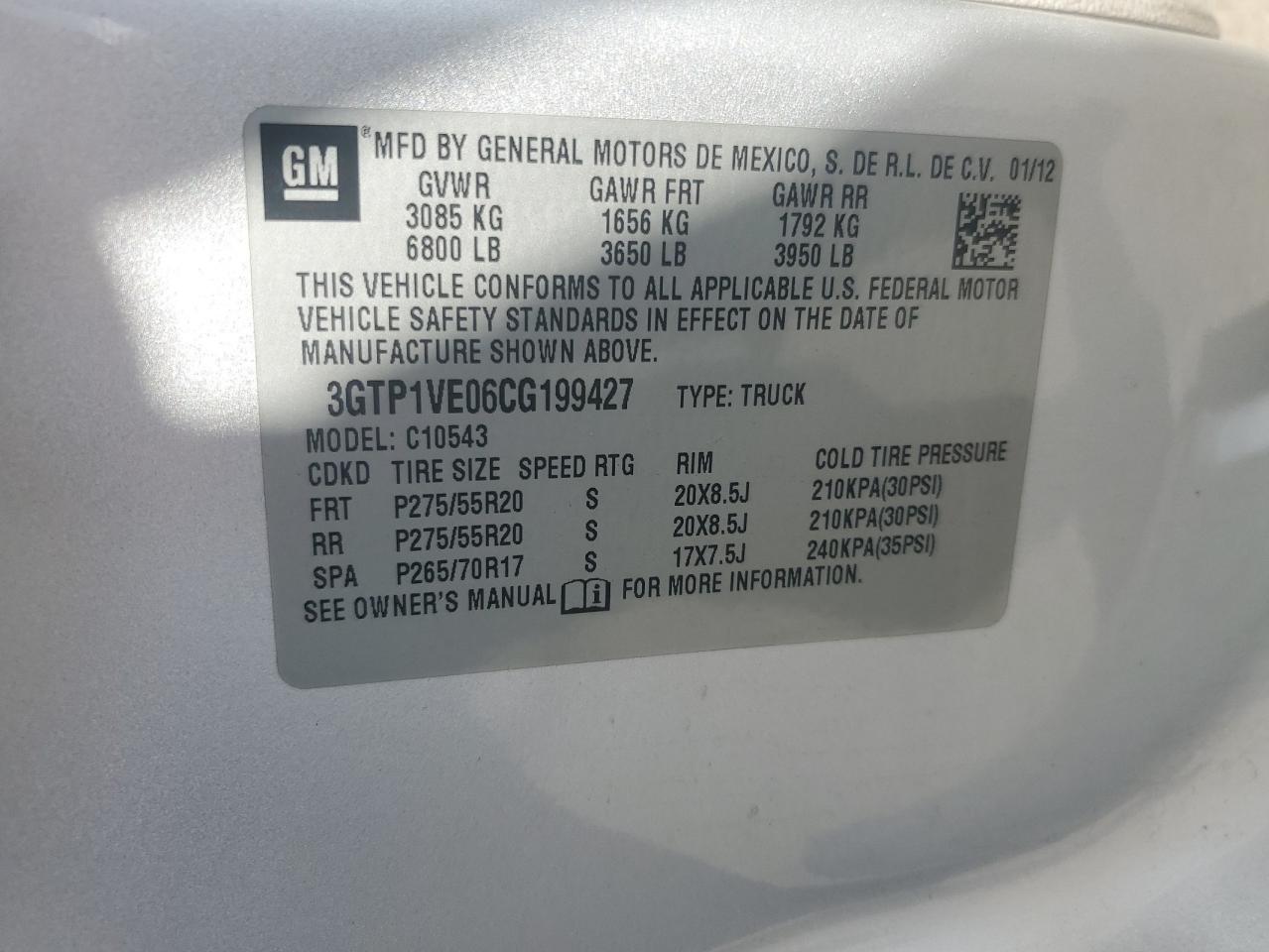 2012 GMC Sierra C1500 Sle VIN: 3GTP1VE06CG199427 Lot: 64689915