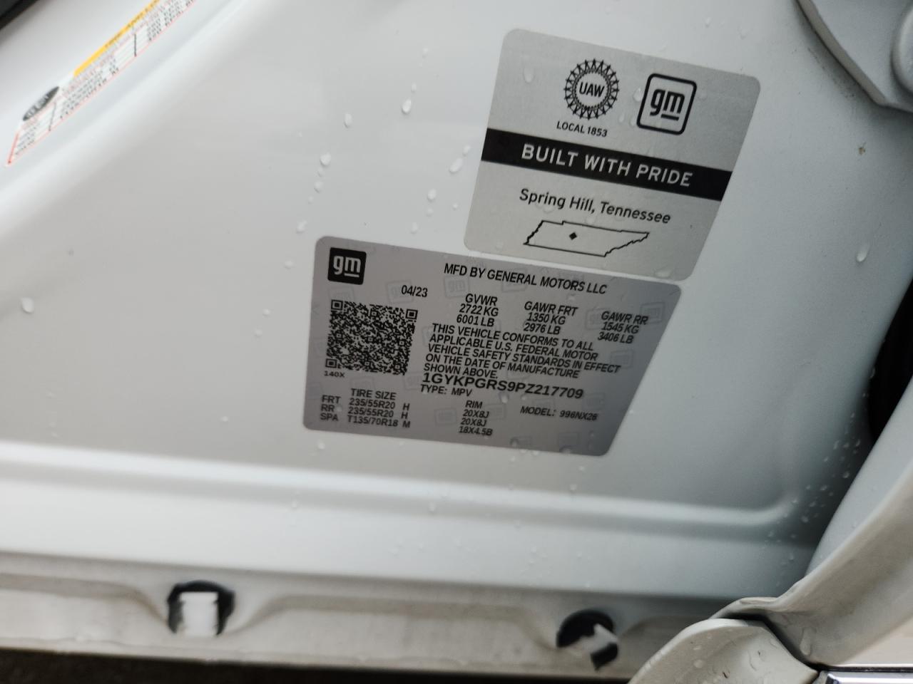 2023 Cadillac Xt6 Sport VIN: 1GYKPGRS9PZ217709 Lot: 63317145