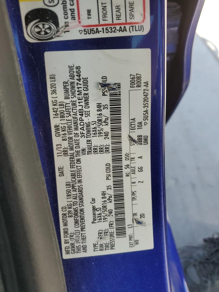 2014 Ford Fiesta Se VIN: 3FADP4BJ1EM174468 Lot: 65283015