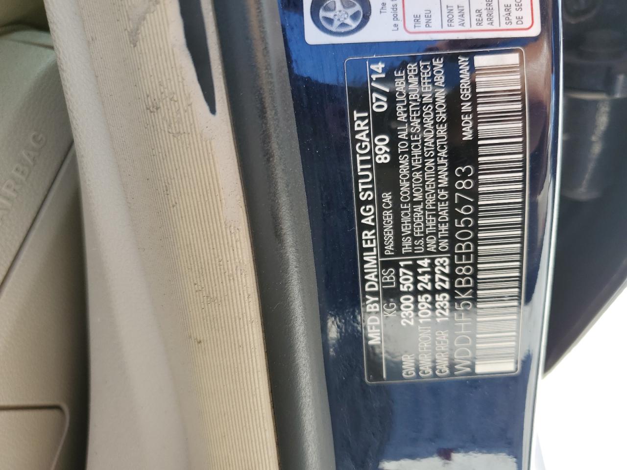 2014 Mercedes-Benz E 350 VIN: WDDHF5KB8EB056783 Lot: 64853445