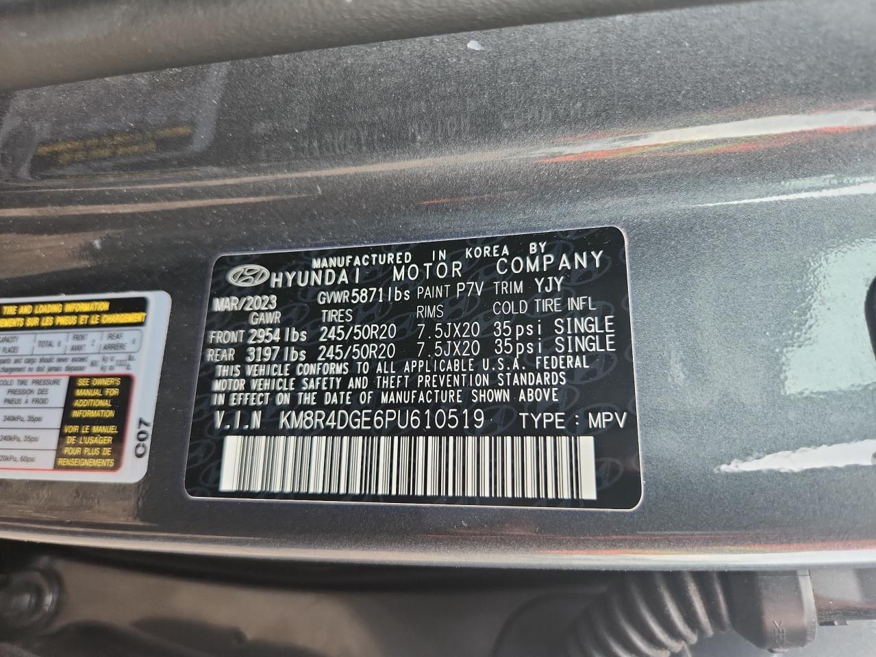 2023 Hyundai Palisade Sel Premium VIN: KM8R4DGE6PU610519 Lot: 63813315