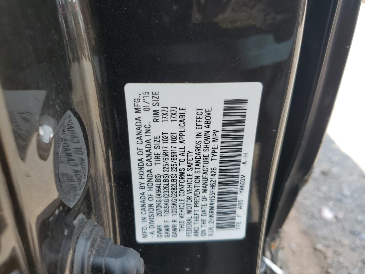 2015 Honda Cr-V Ex VIN: 2HKRM4H55FH621426 Lot: 64271415