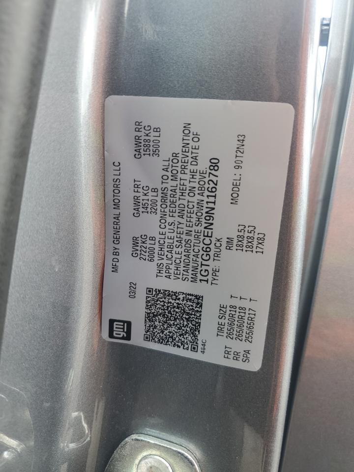 2022 GMC Canyon Elevation VIN: 1GTG6CEN9N1162780 Lot: 64826665