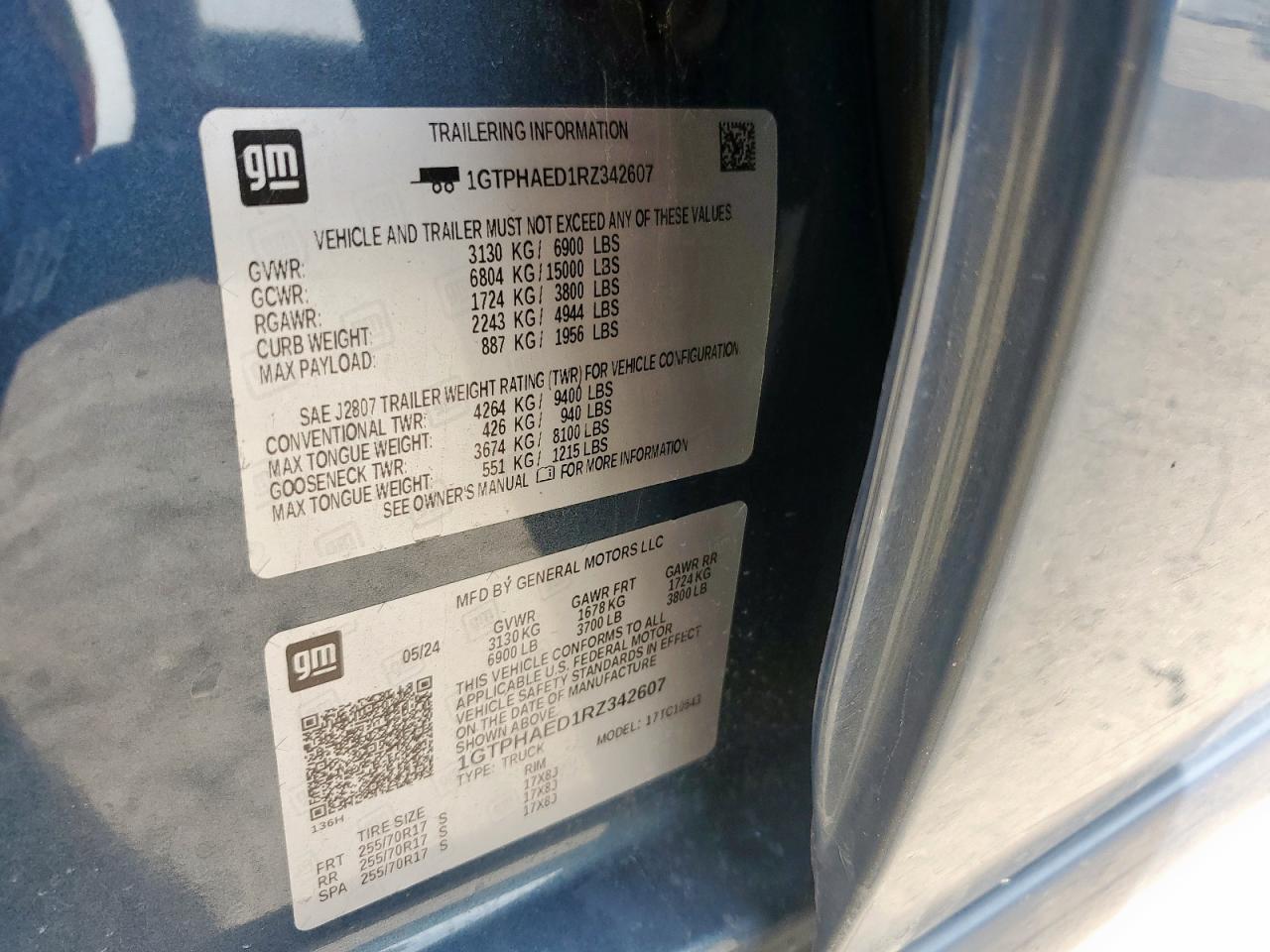 2024 GMC Sierra C1500 VIN: 1GTPHAED1RZ342607 Lot: 65341405