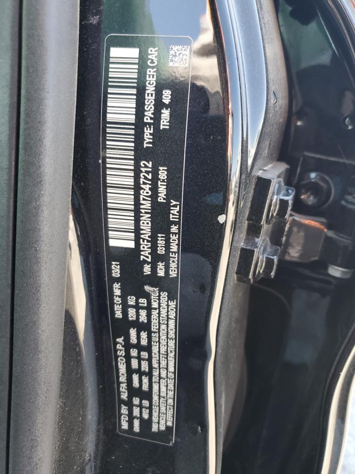 2021 Alfa Romeo Giulia Ti VIN: ZARFAMBN1M7647212 Lot: 65073525