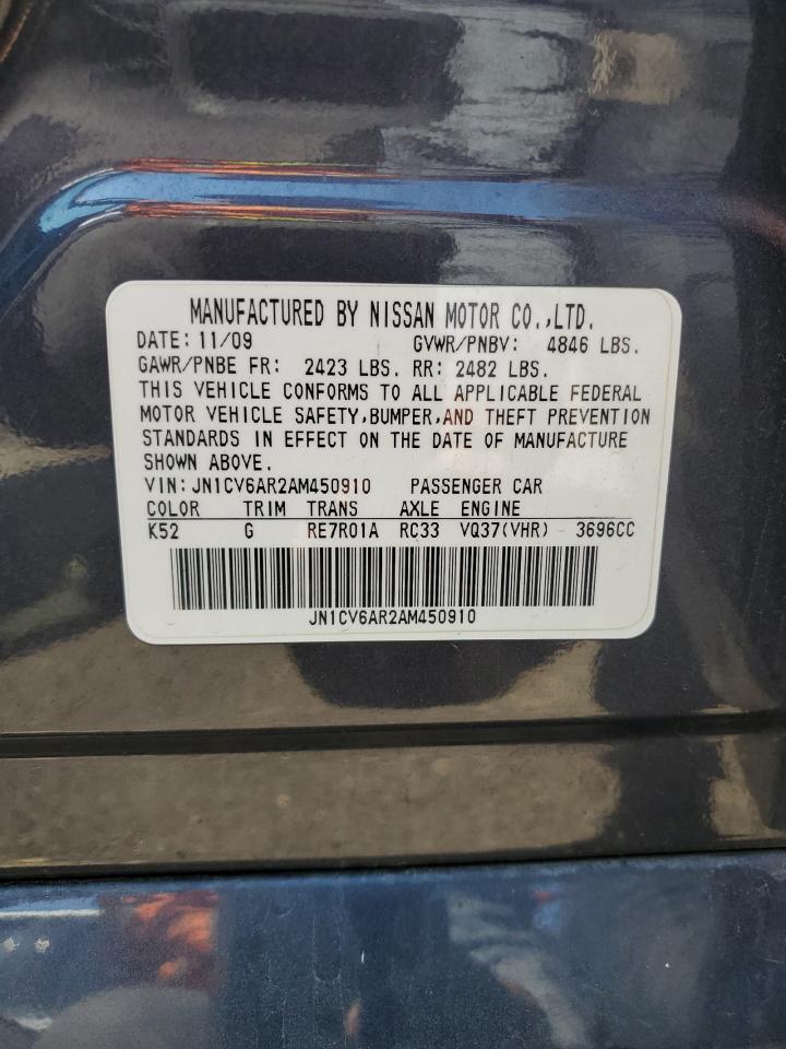 2010 Infiniti G37 VIN: JN1CV6AR2AM450910 Lot: 64486115