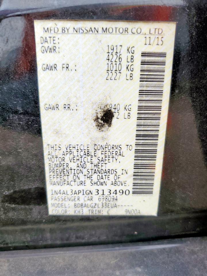 1n4al3ap1gn313490 1N4AL3AP1GN313490 2016 Nissan Altima 2.5