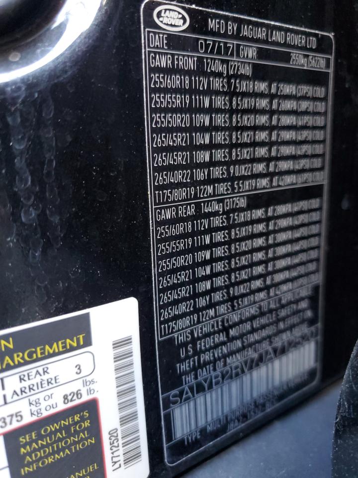 SALYB2RV7JA712520 2018 Land Rover Range Rover Velar S