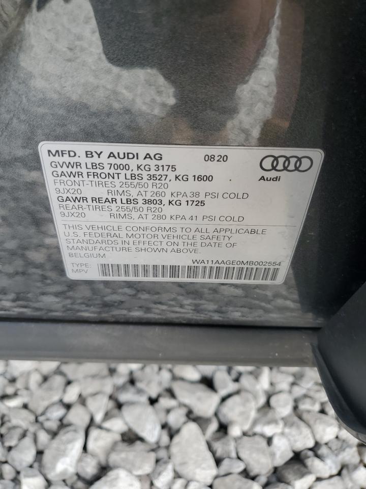 2021 Audi E-Tron Sportback Premium VIN: WA11AAGE0MB002554 Lot: 64054005