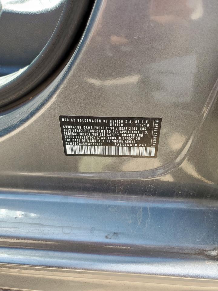 2017 Volkswagen Jetta S VIN: 3VW2B7AJ5HM278790 Lot: 66850745