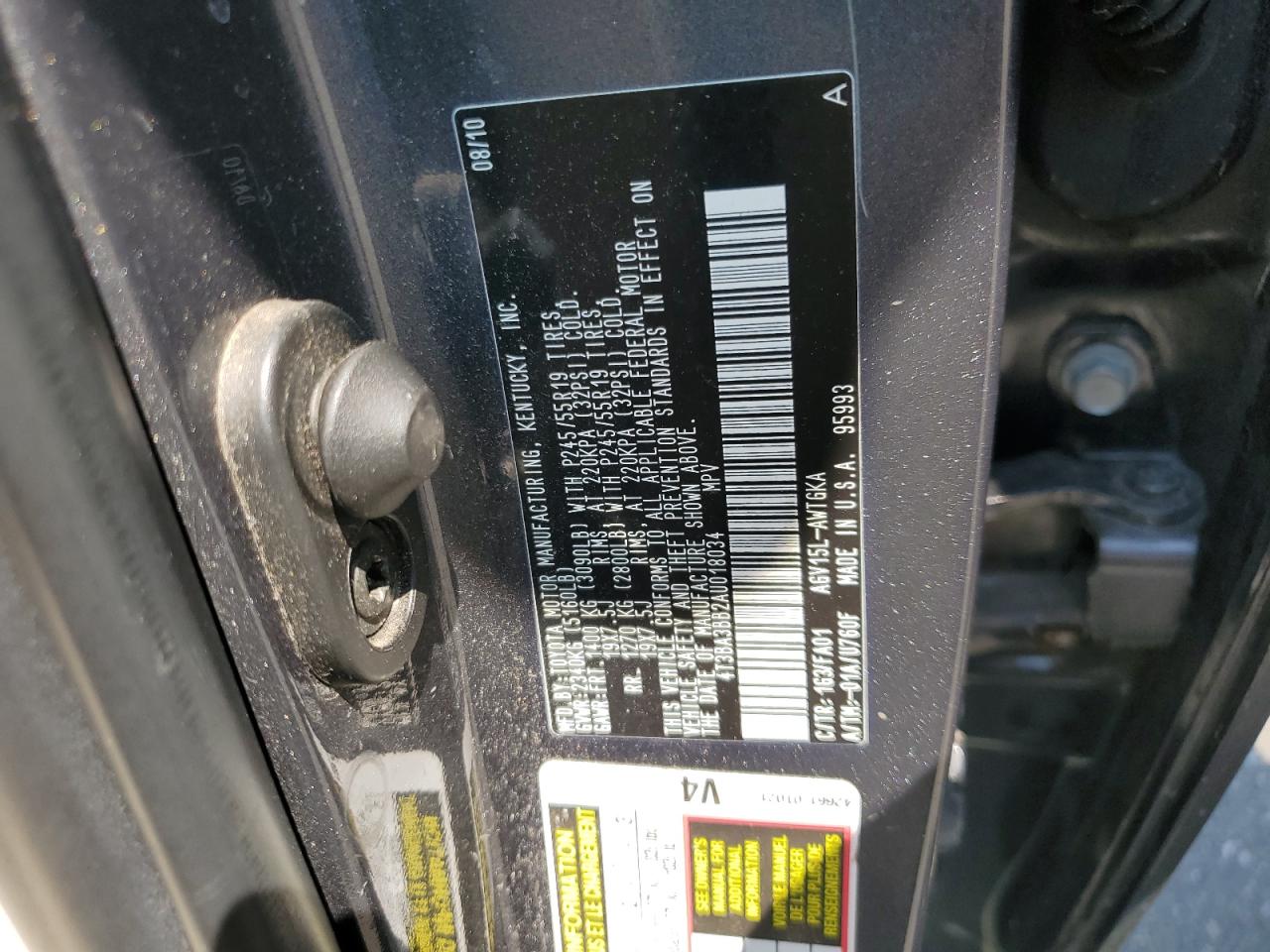 2010 Toyota Venza VIN: 4T3BA3BB2AU018034 Lot: 66367995