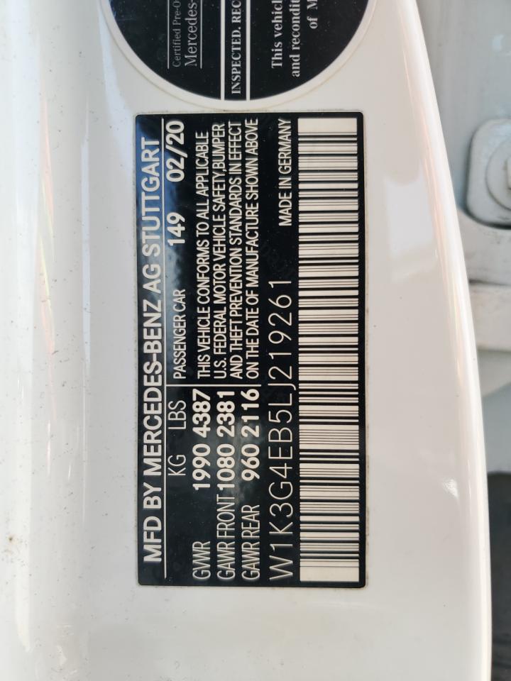 2020 Mercedes-Benz A 220 VIN: W1K3G4EB5LJ219261 Lot: 65618585