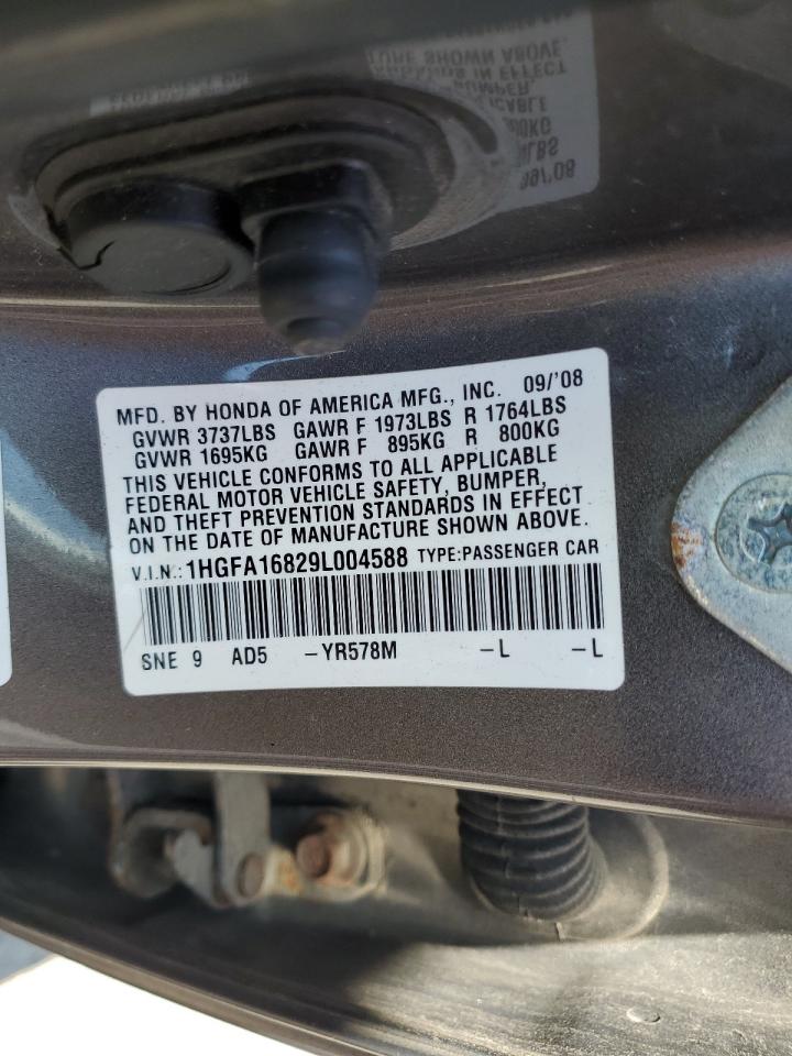2009 Honda Civic Ex VIN: 1HGFA16829L004588 Lot: 64858415