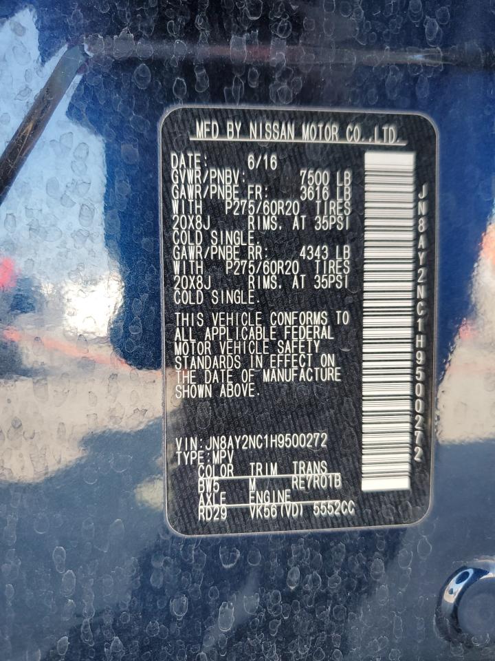 2017 Nissan Armada Sv VIN: JN8AY2NC1H9500272 Lot: 63215995