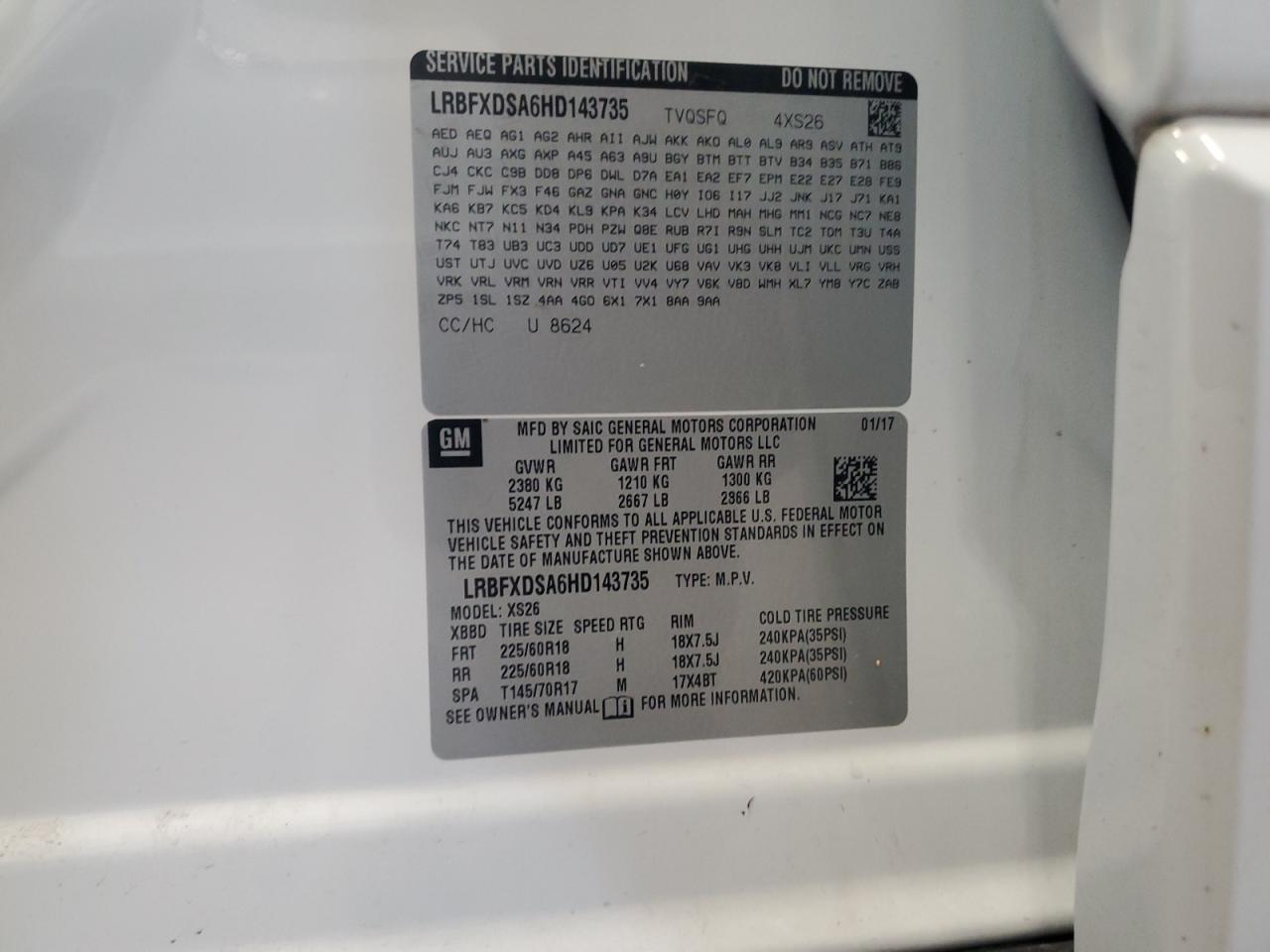 2017 Buick Envision Essence VIN: LRBFXDSA6HD143735 Lot: 66292995