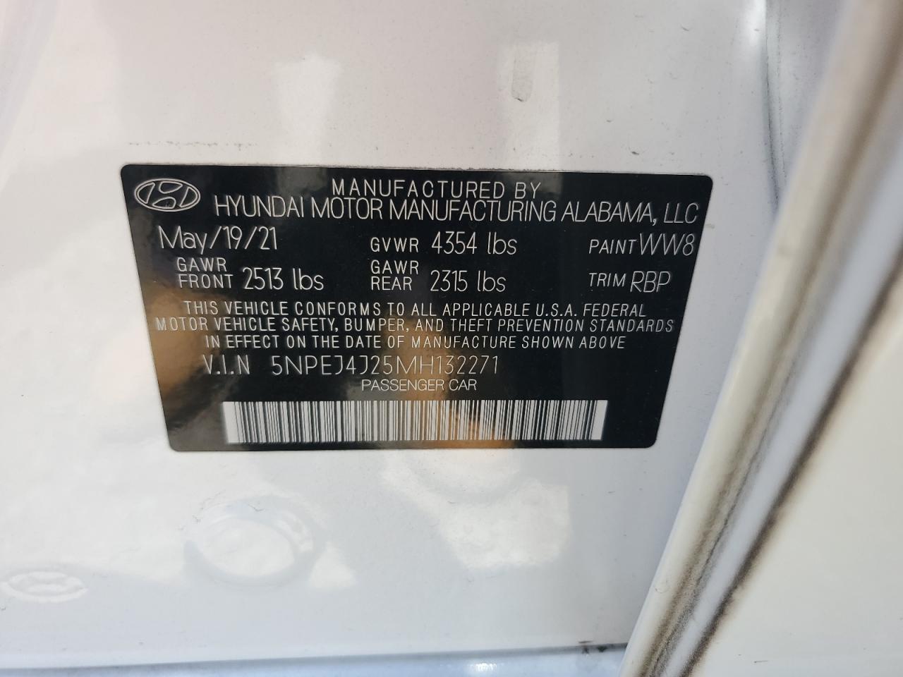 2021 Hyundai Sonata Sel Plus VIN: 5NPEJ4J25MH132271 Lot: 64424165