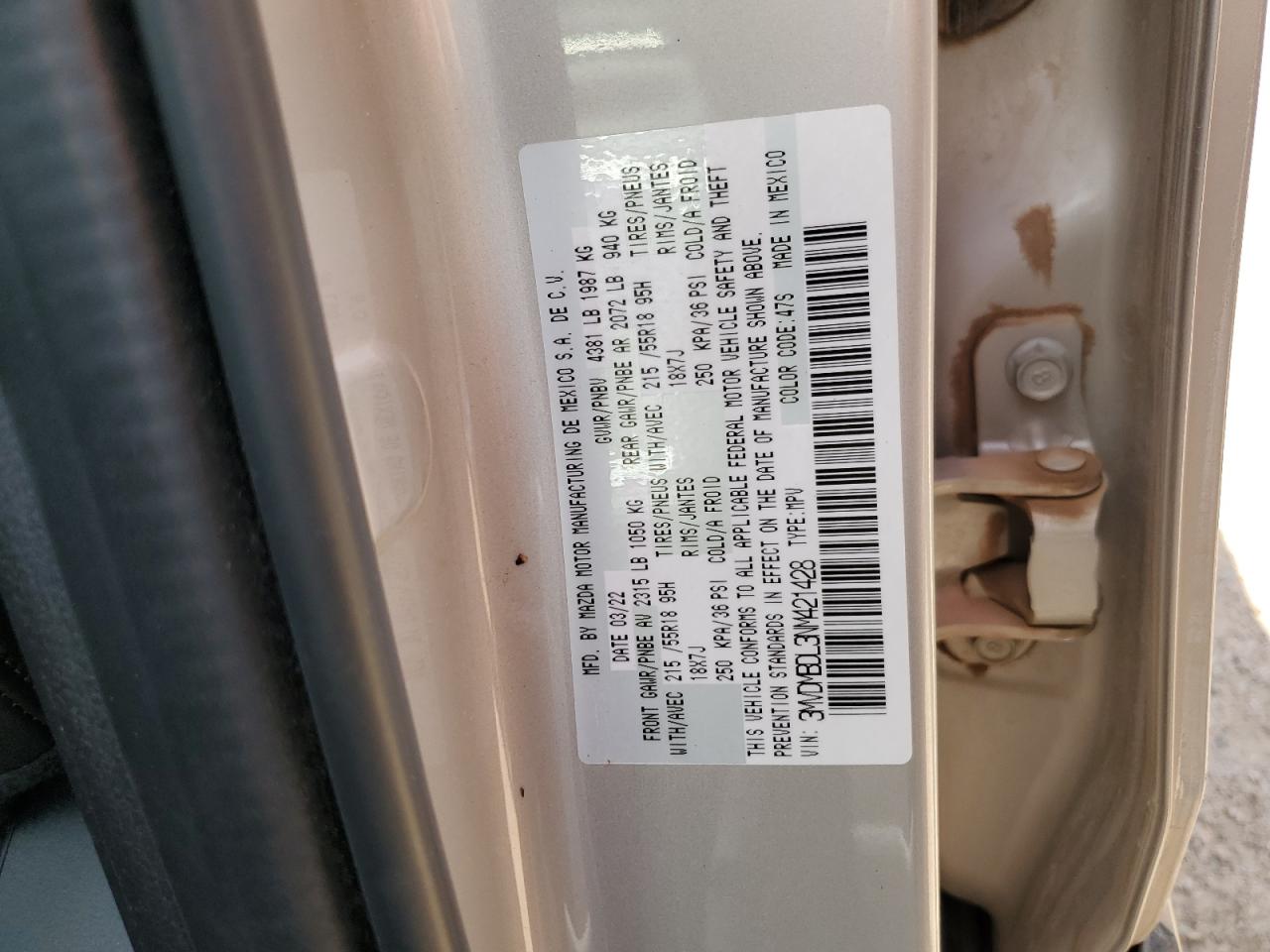 2022 Mazda Cx-30 Premium VIN: 3MVDMBDL3NM421428 Lot: 64213815