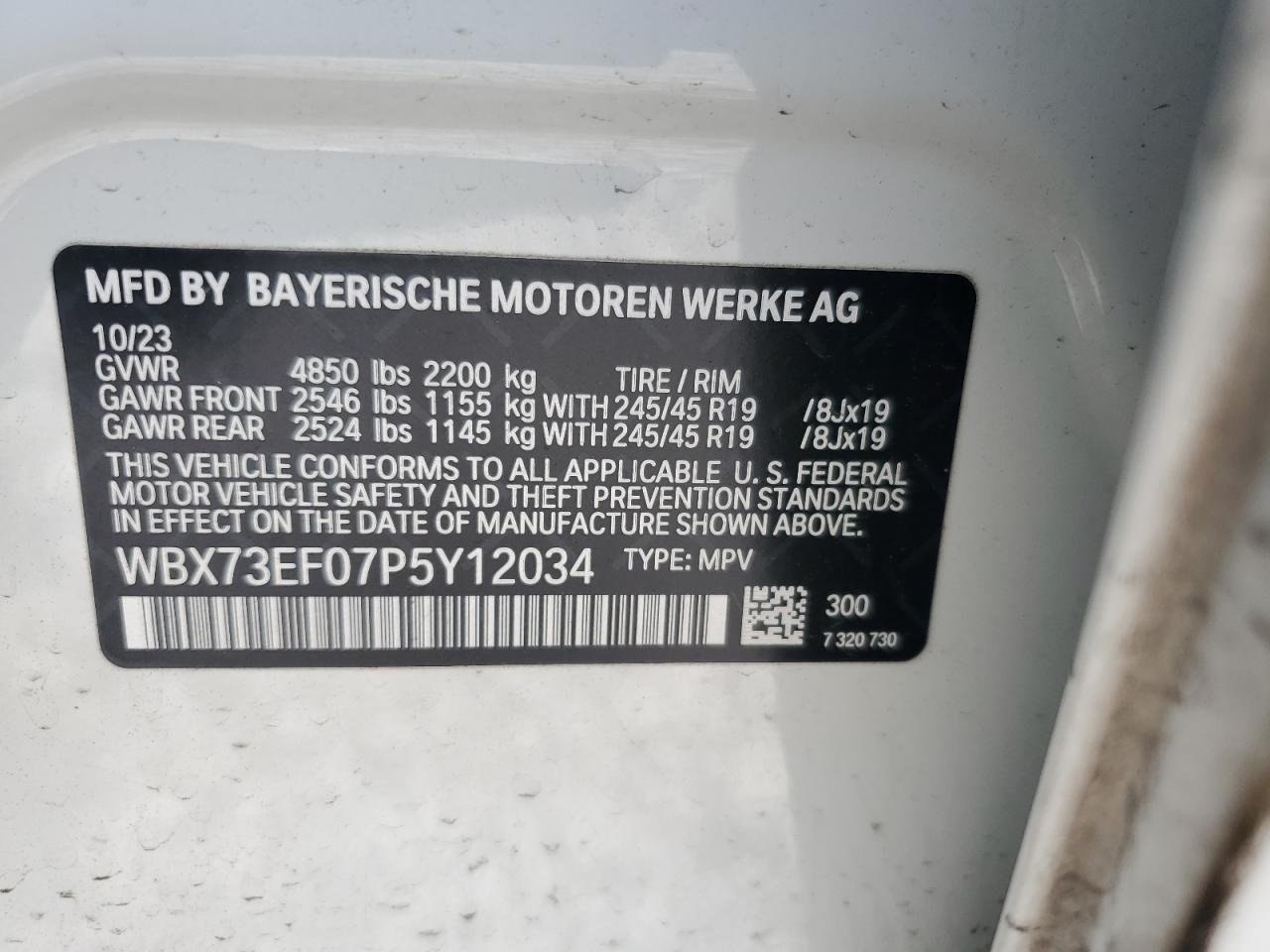2023 BMW X1 xDrive28I VIN: WBX73EF07P5Y12034 Lot: 63392505