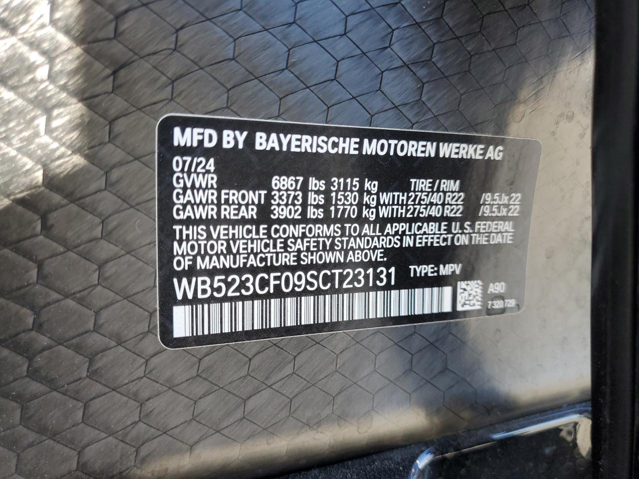 2025 BMW Ix xDrive50 VIN: WB523CF09SCT23131 Lot: 64142515