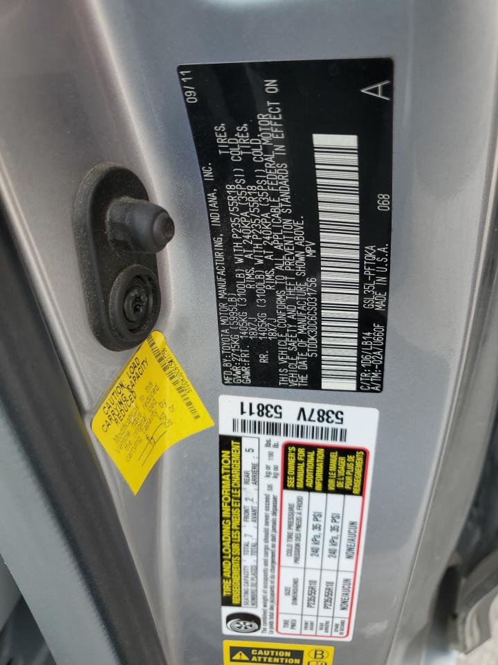 2012 Toyota Sienna Xle VIN: 5TDDK3DC6CS031756 Lot: 65600125