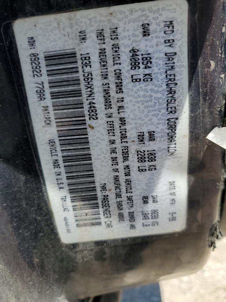 2000 Dodge Stratus Es VIN: 1B3EJ56HXYN144832 Lot: 63336125