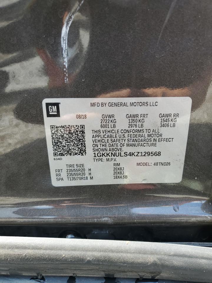 2019 GMC Acadia Slt-1 VIN: 1GKKNULS4KZ129568 Lot: 64963185