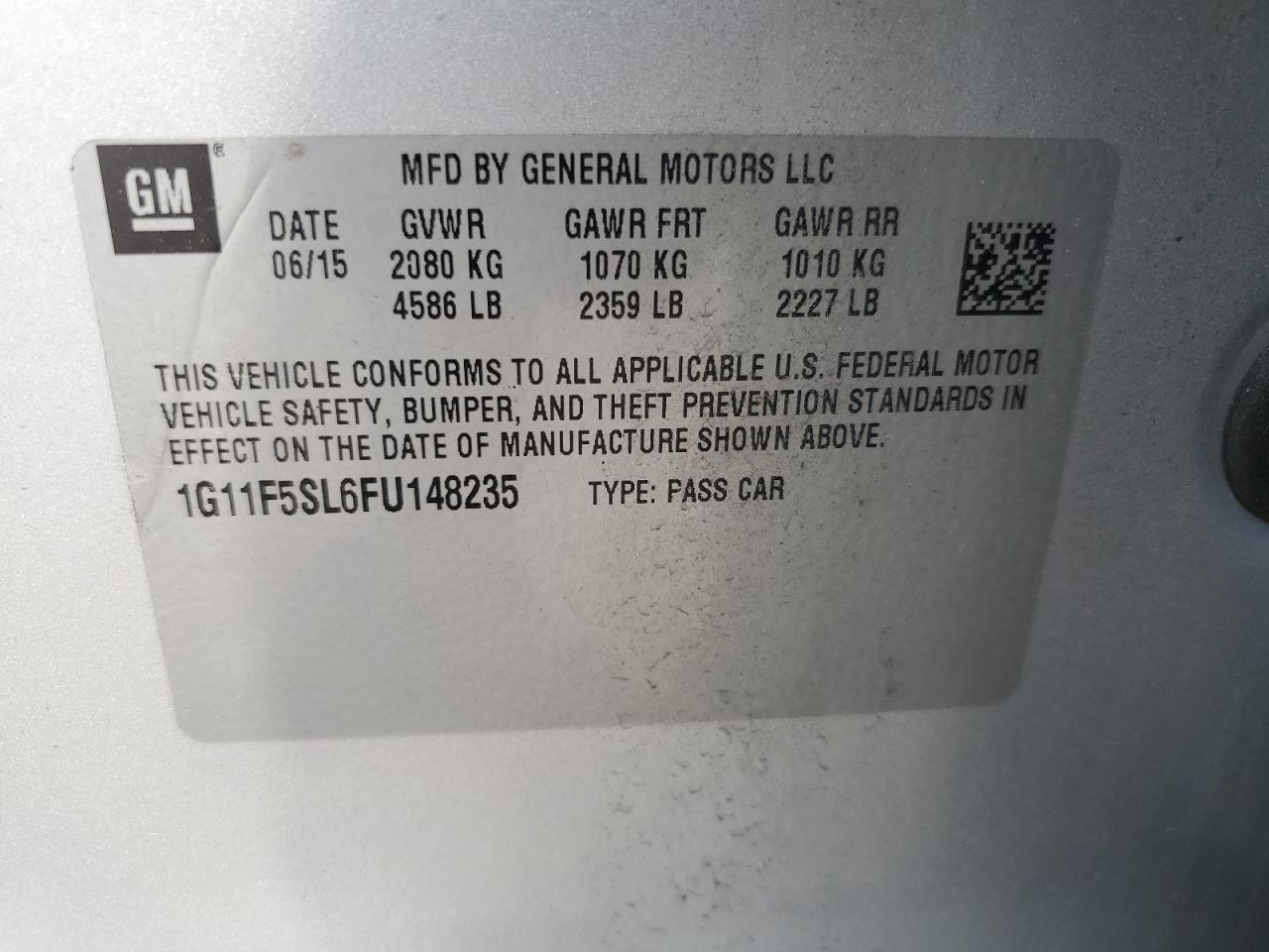 1g11f5sl6fu148235 1G11F5SL6FU148235 2015 Chevrolet Malibu Ltz