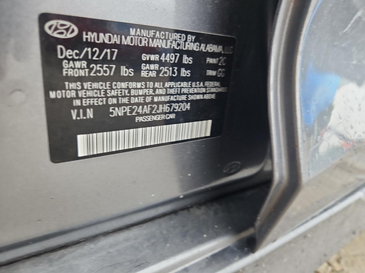 2018 Hyundai Sonata Se VIN: 5NPE24AF2JH679204 Lot: 64826885