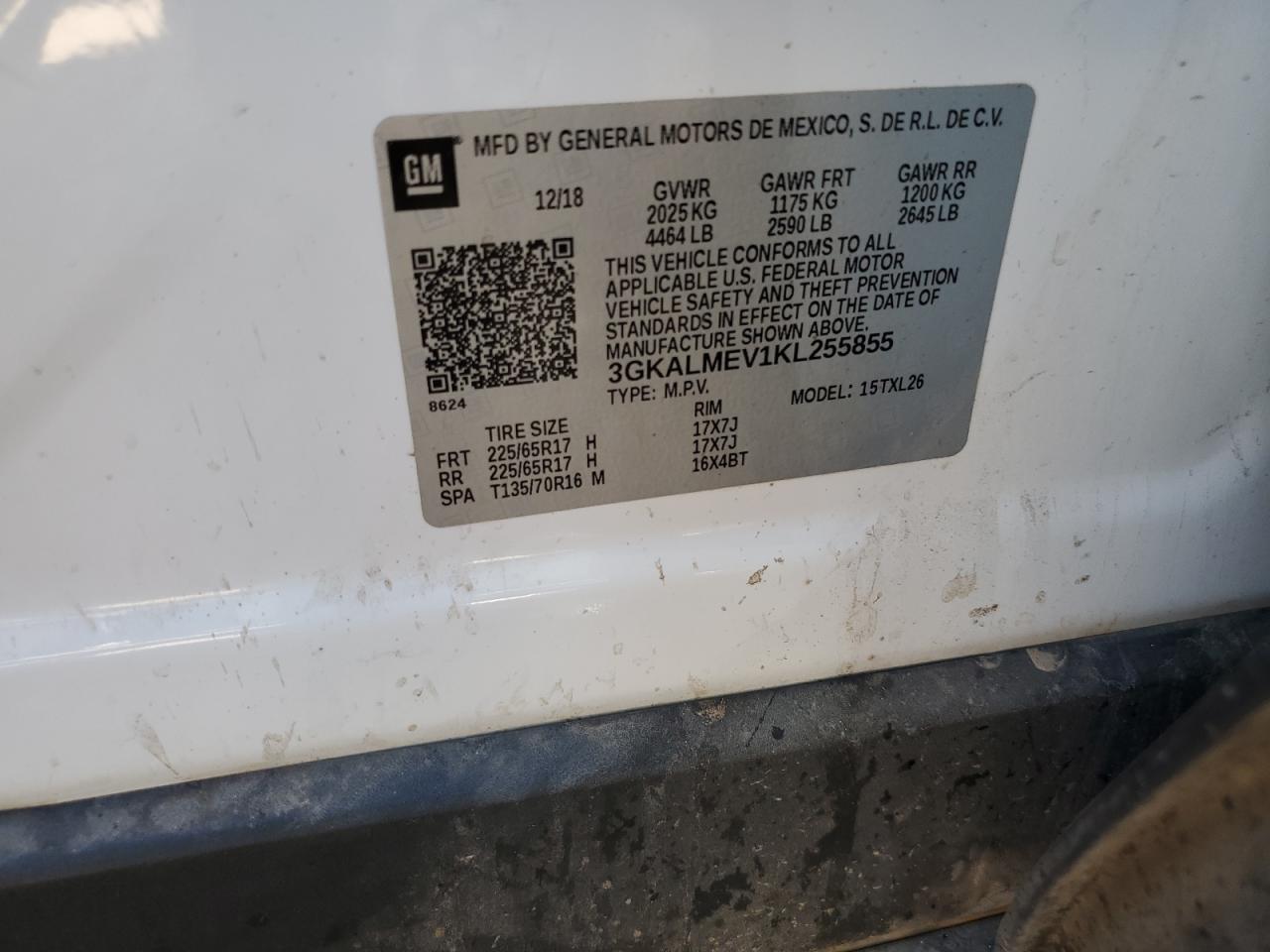 3gkalmev1kl255855 3GKALMEV1KL255855 2019 GMC Terrain Sle