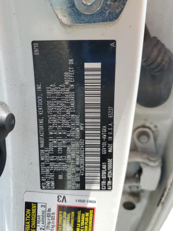 2010 Toyota Venza VIN: 4T3ZK3BB5AU034062 Lot: 63815625