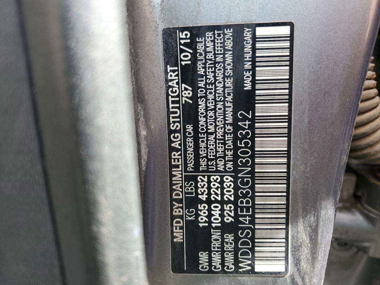 2016 Mercedes-Benz Cla 250 VIN: WDDSJ4EB3GN305342 Lot: 65066335